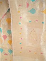 Cream Rangkat Katan Silk Handloom Banarasi Saree - Sacred Weaves