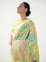 Lime Yellow Rangkat Katan Silk Handloom Banarasi Saree - Sacred Weaves