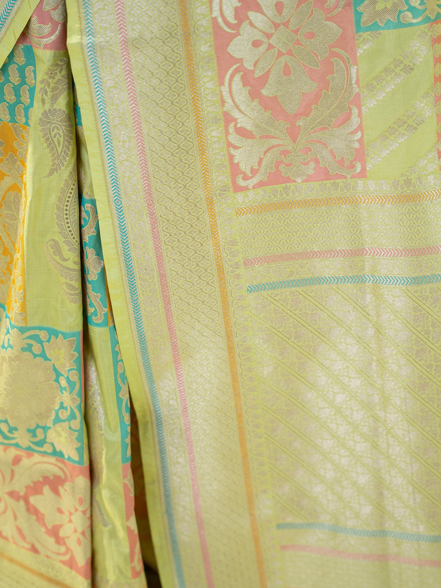 Lime Yellow Rangkat Katan Silk Handloom Banarasi Saree - Sacred Weaves