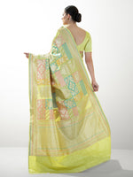 Lime Yellow Rangkat Katan Silk Handloom Banarasi Saree - Sacred Weaves