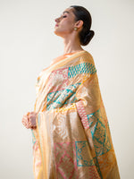 Peach Rangkat Katan Silk Handloom Banarasi Saree - Sacred Weaves