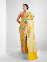 Yellow Rangkat Katan Silk Handloom Banarasi Saree - Sacred Weaves