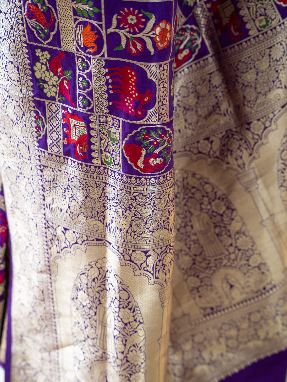 Purple Meenakari Katan Silk Handloom Banarasi Saree - Sacred Weaves