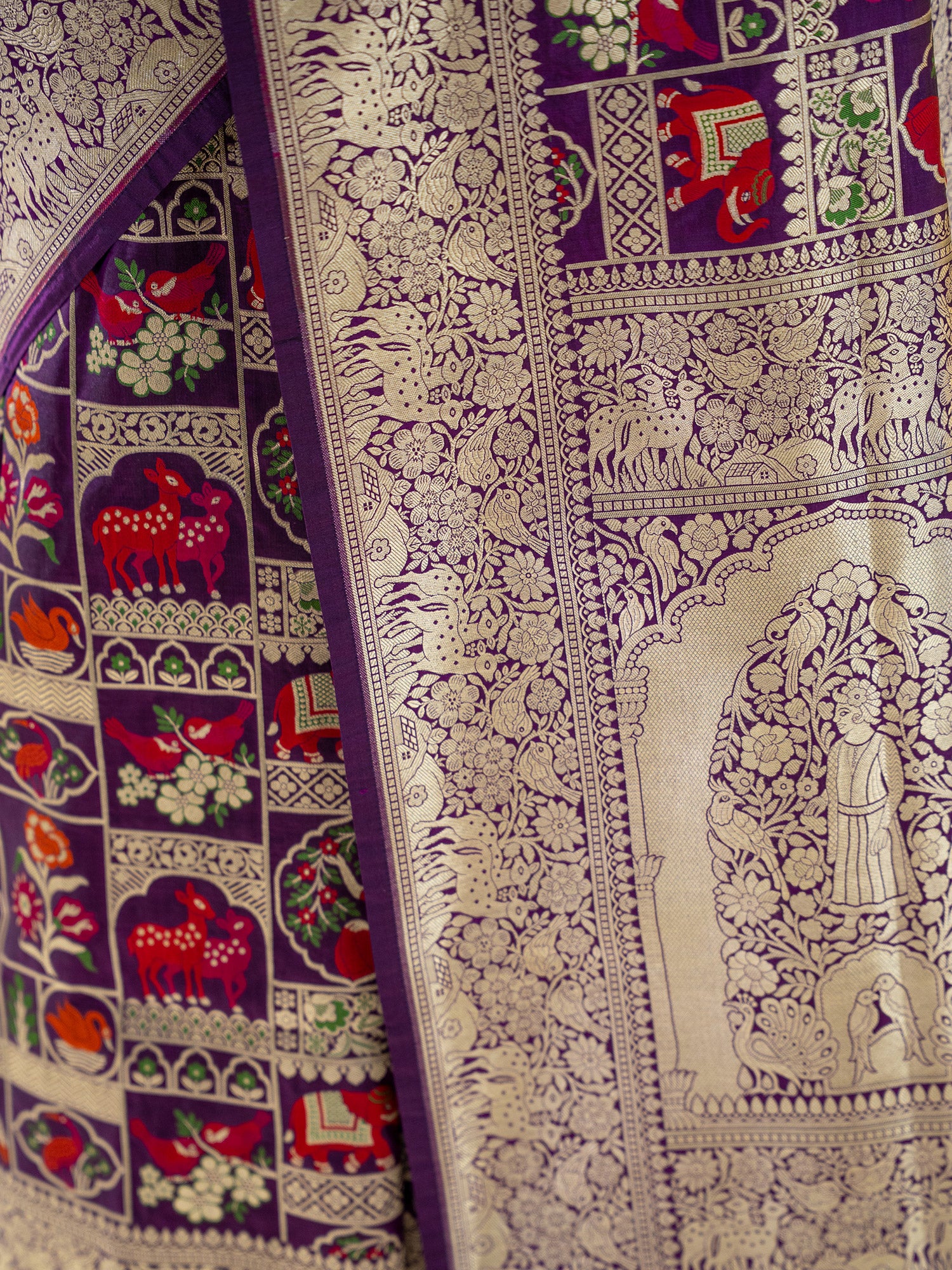 Dark Purple Meenakari Katan Silk Handloom Banarasi Saree - Sacred Weaves