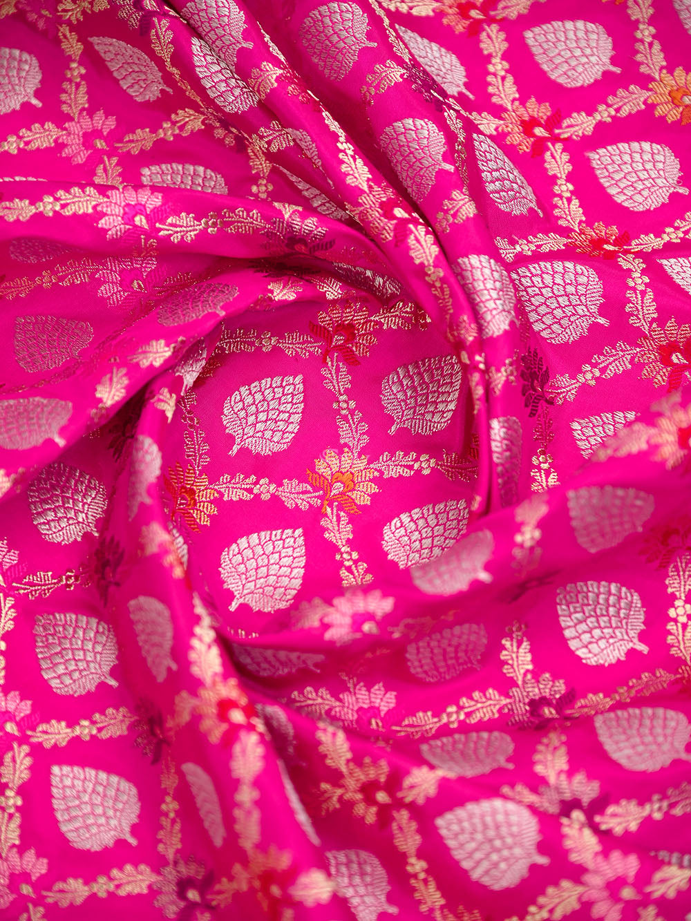 Pink Meenakari Jaal Katan Silk Handloom Banarasi Saree - Sacred Weaves