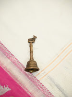 Off White Plain Satin Silk Handloom Banarasi Saree - Sacred Weaves