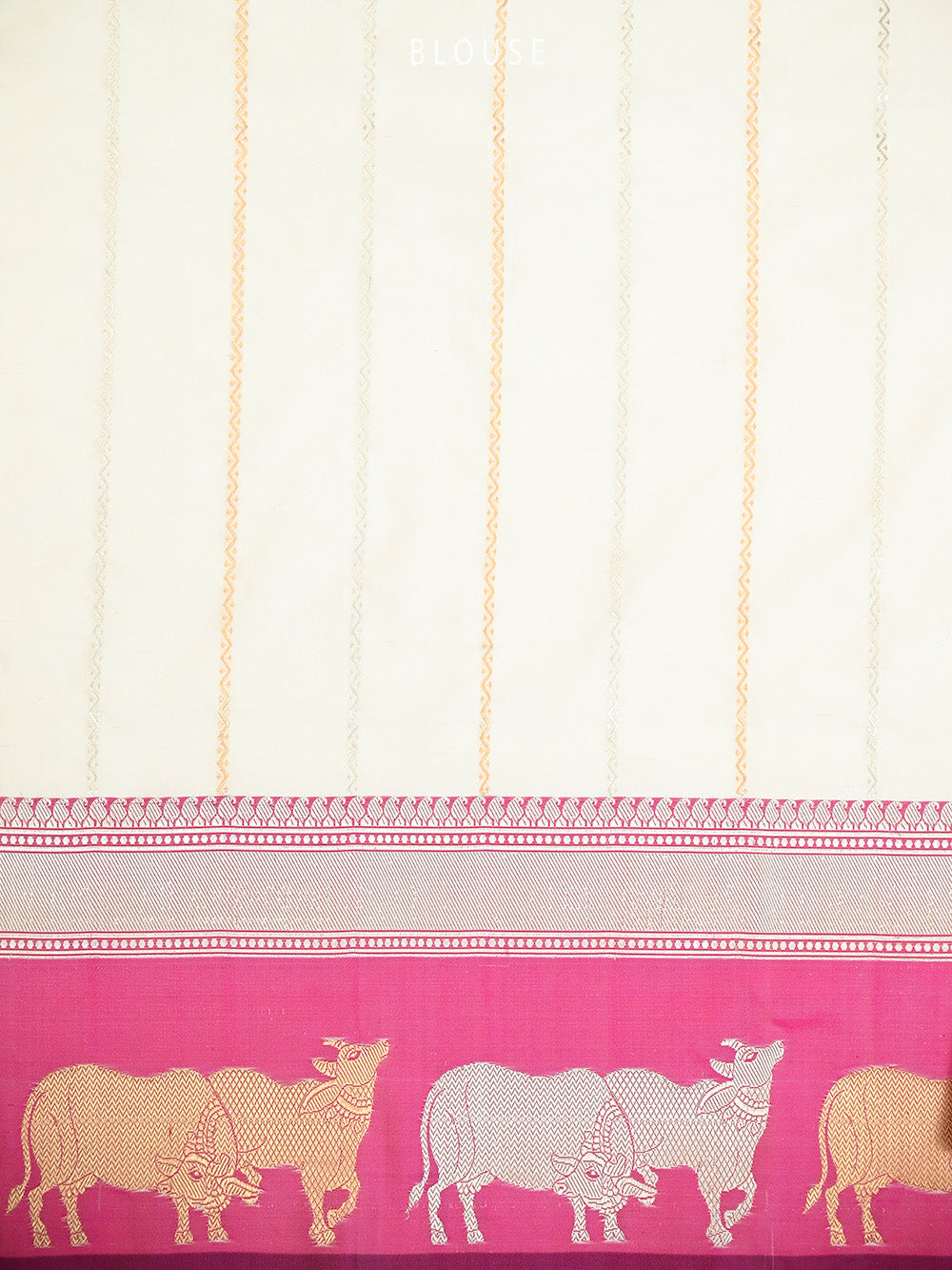 Off White Plain Satin Silk Handloom Banarasi Saree - Sacred Weaves