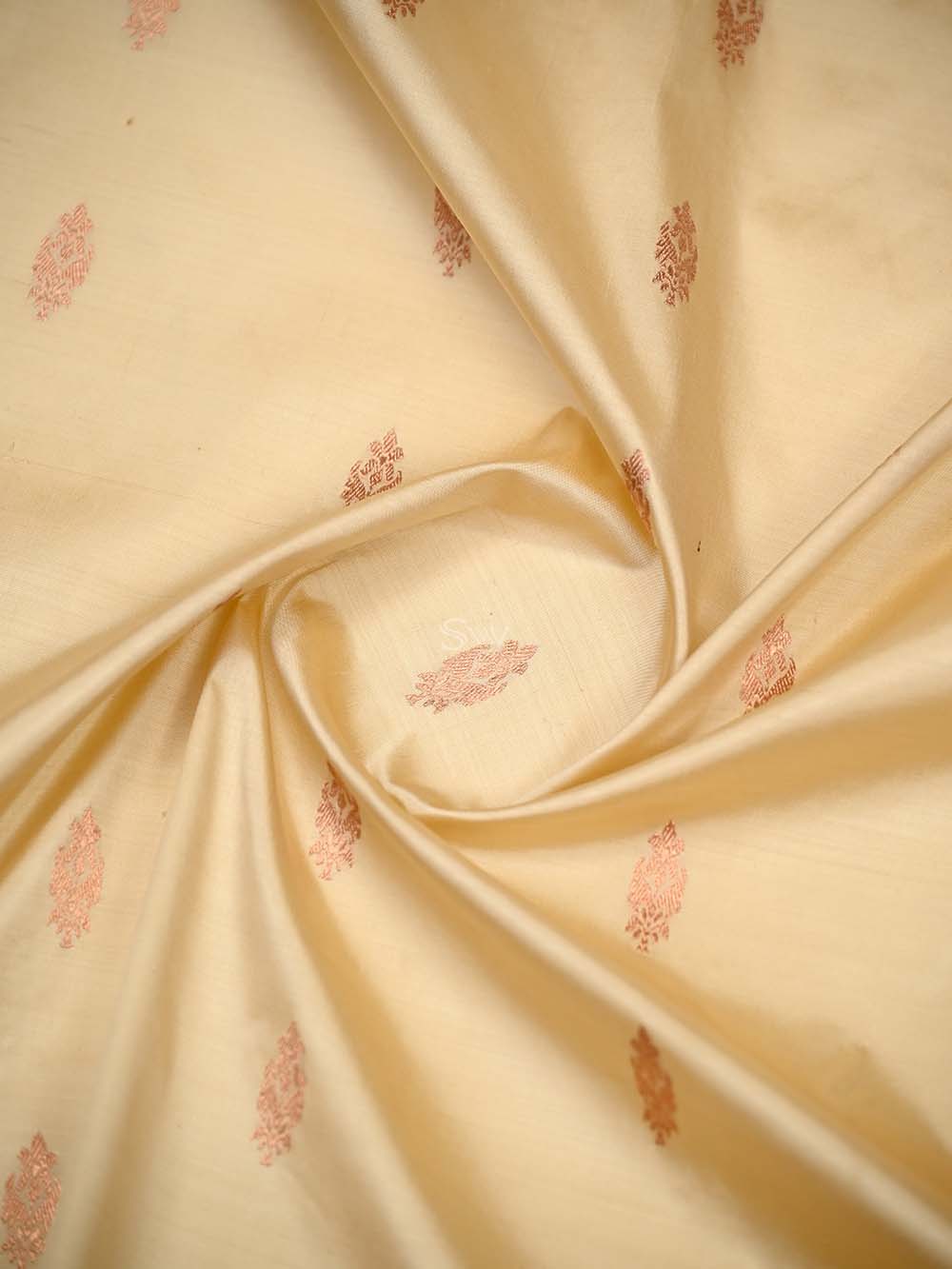 Dark Beige Boota Katan Silk Handloom Banarasi Saree - Sacred Weaves