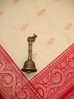 Dark Beige Boota Katan Silk Handloom Banarasi Saree - Sacred Weaves