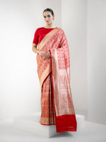 Red Shikargah Katan Silk Handloom Banarasi Saree - Sacred Weaves