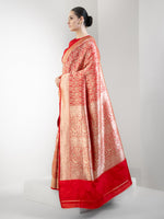 Red Shikargah Katan Silk Handloom Banarasi Saree - Sacred Weaves