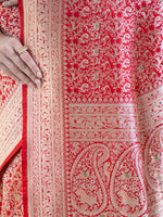 Red Shikargah Katan Silk Handloom Banarasi Saree - Sacred Weaves