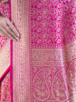 Dark Pink Shikargah Katan Silk Handloom Banarasi Saree - Sacred Weaves