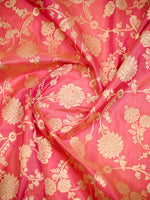 Pink Jaal Katan Silk Uppada Handloom Banarasi Saree - Sacred Weaves