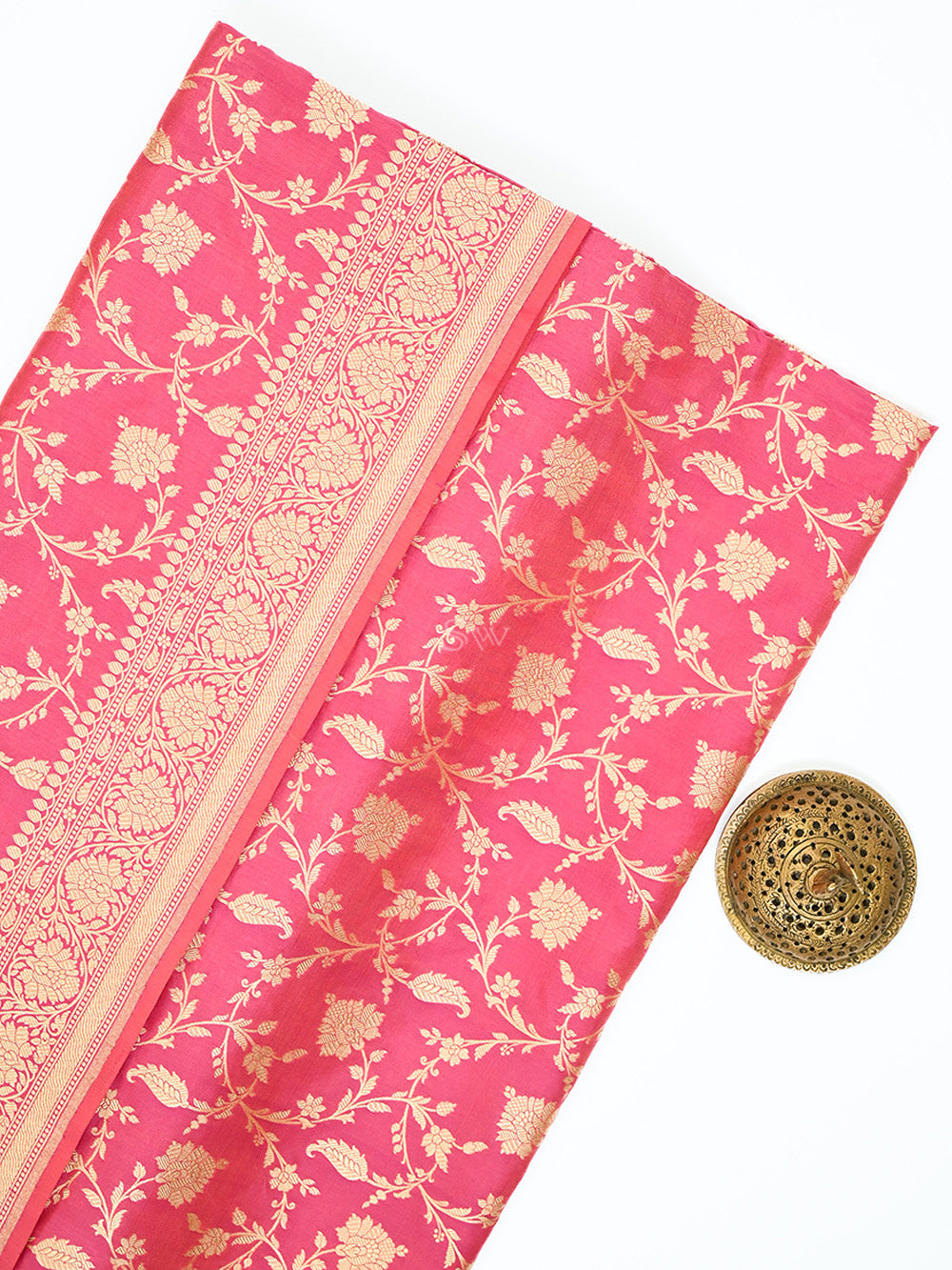 Pink Jaal Katan Silk Uppada Handloom Banarasi Saree - Sacred Weaves