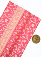 Pink Jaal Katan Silk Uppada Handloom Banarasi Saree - Sacred Weaves