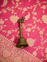 Pink Jaal Katan Silk Uppada Handloom Banarasi Saree - Sacred Weaves