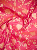 Pink Jaal Katan Silk Uppada Handloom Banarasi Saree - Sacred Weaves