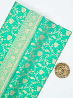 Aqua Green Jaal Katan Silk Uppada Handloom Banarasi Saree - Sacred Weaves