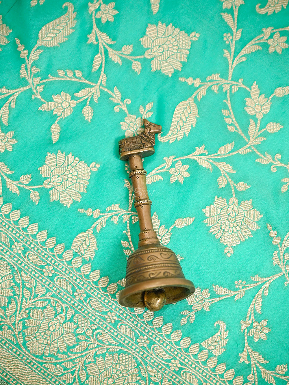 Aqua Green Jaal Katan Silk Uppada Handloom Banarasi Saree - Sacred Weaves