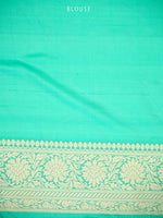 Aqua Green Jaal Katan Silk Uppada Handloom Banarasi Saree - Sacred Weaves