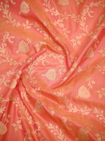 Pink Orange Jaal Katan Silk Uppada Handloom Banarasi Saree - Sacred Weaves