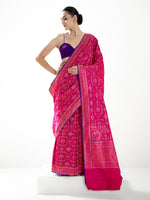 Magenta Jaal Katan Silk Handloom Banarasi Saree - Sacred Weaves