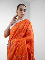 Orange Sona Roopa Jaal Katan Silk Handloom Banarasi Saree - Sacred Weaves