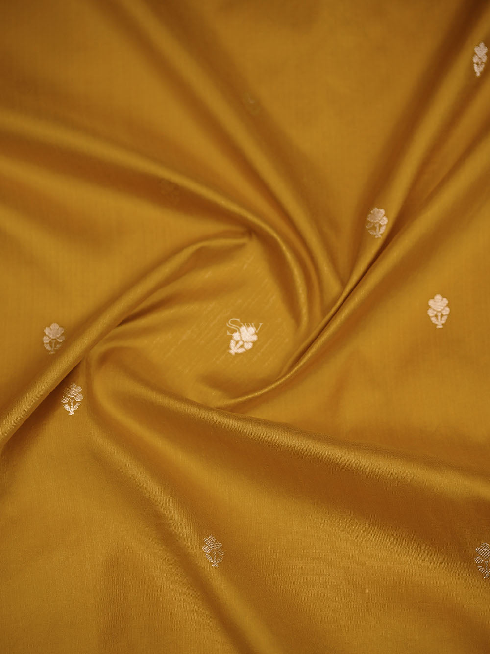 Mustard Booti Paithani Katan Silk Handloom Banarasi Saree - Sacred Weaves