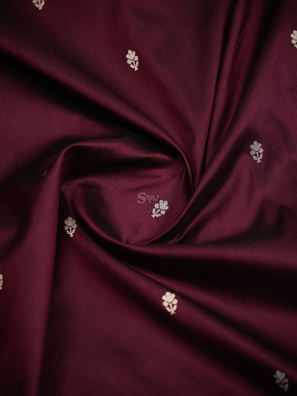 Wine Booti Paithani Katan Silk Handloom Banarasi Saree - Sacred Weaves