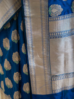 Blue Meenakari Boota Katan Silk Handloom Banarasi Saree - Sacred Weaves