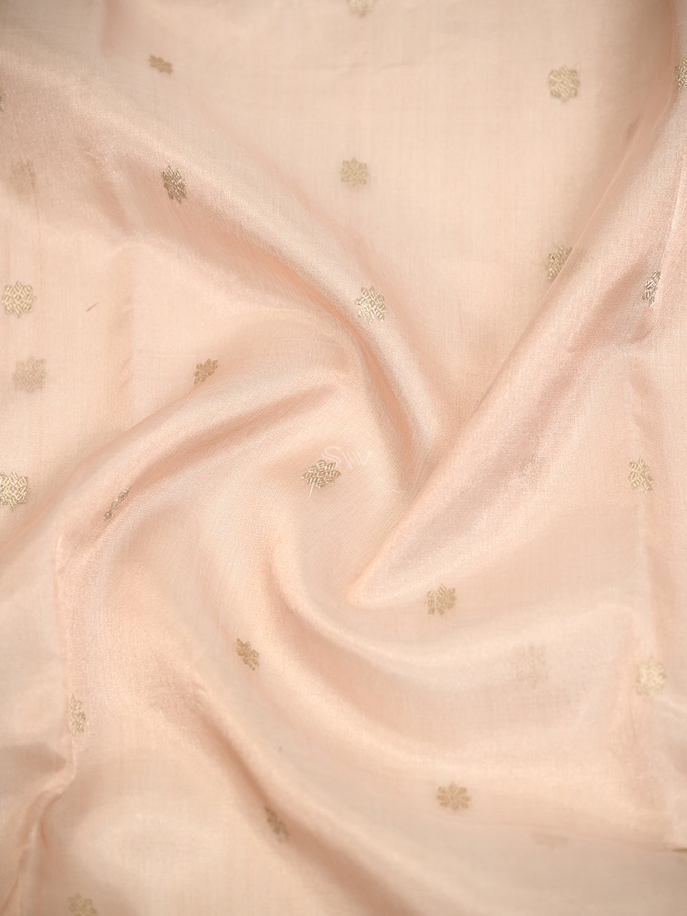 Beige Booti Organza Tissue Silk Handloom Banarasi Saree - Sacred Weaves
