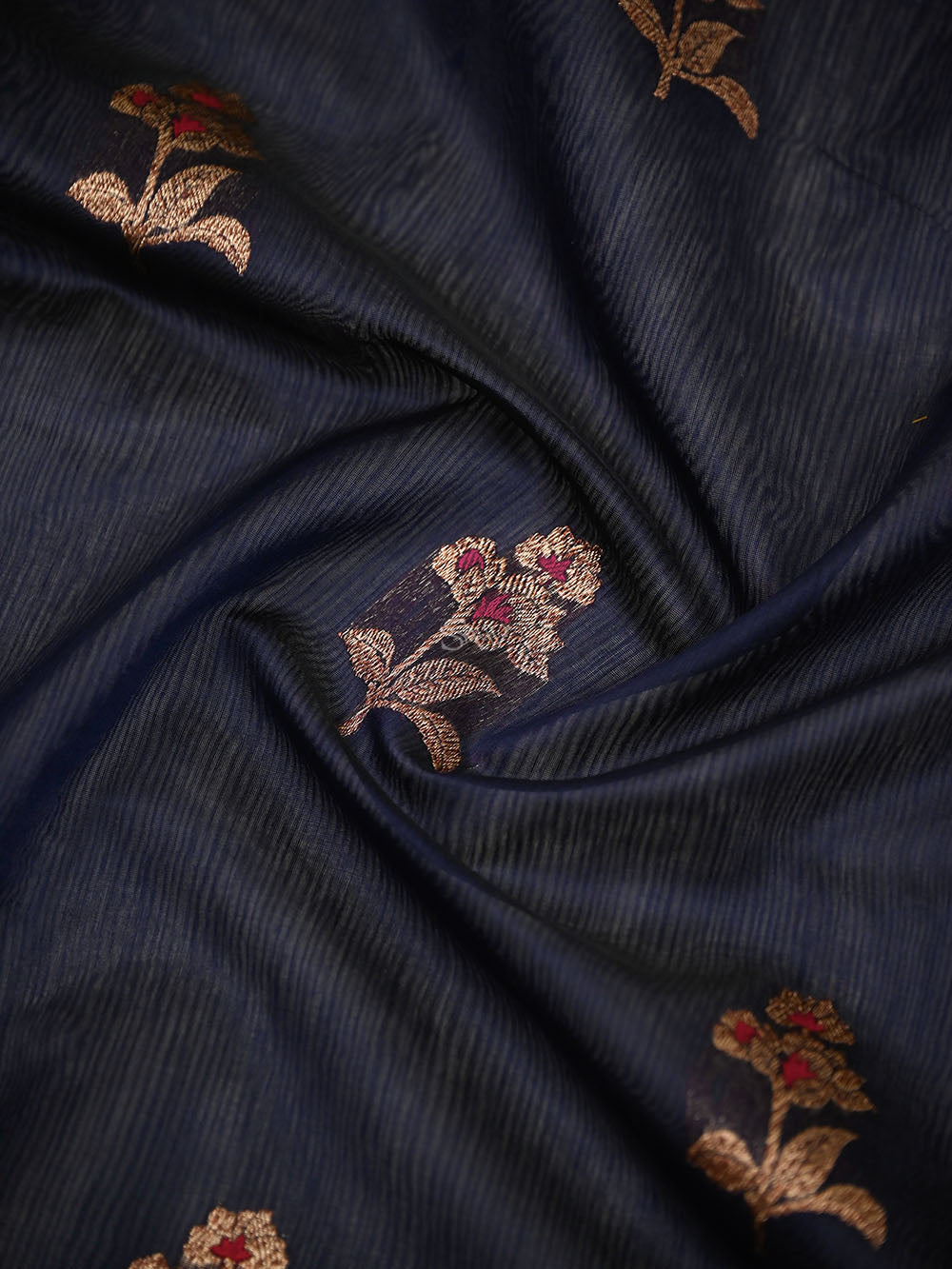 Blue Booti Chanderi Silk Handloom Banarasi Saree - Sacred Weaves