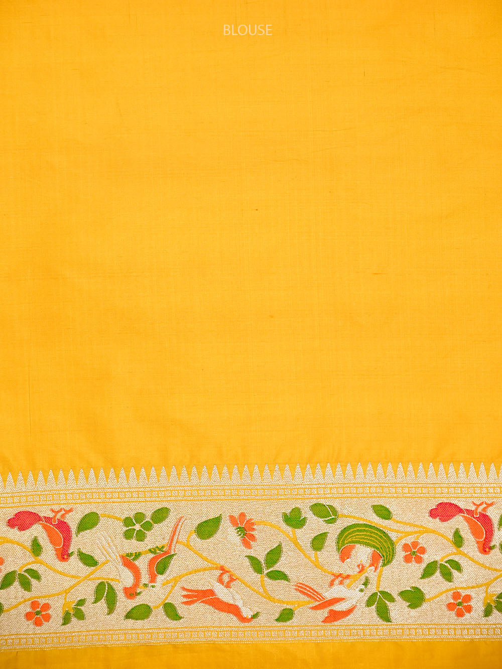 Yellow Shikargah Meenakari Katan Silk Handloom Banarasi Saree - Sacred Weaves