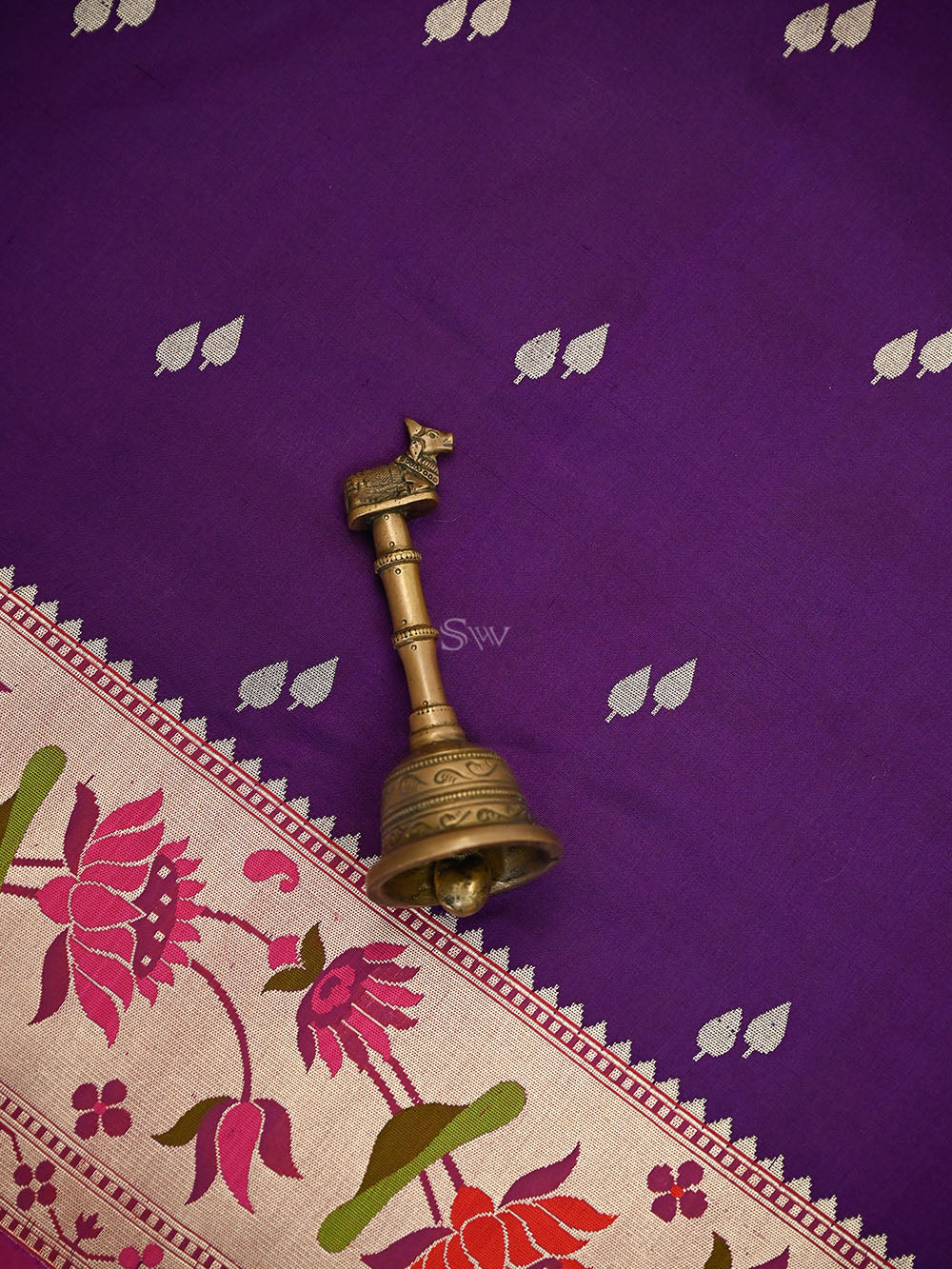 Purple Booti Paithani Katan Silk Handloom Banarasi Saree - Sacred Weaves