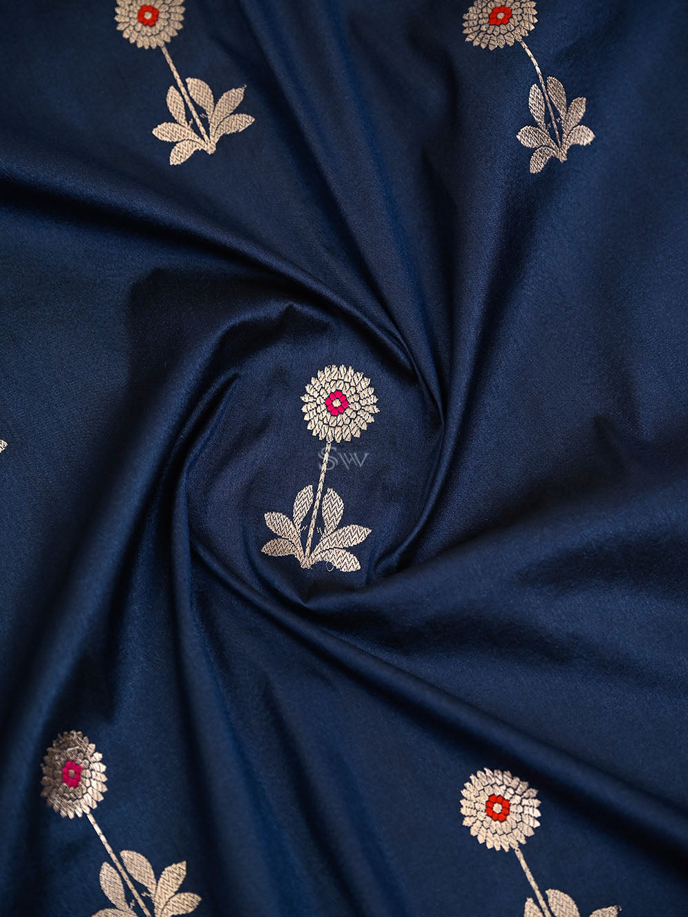 Blue Booti Tussar Silk Handloom Banarasi Saree - Sacred Weaves