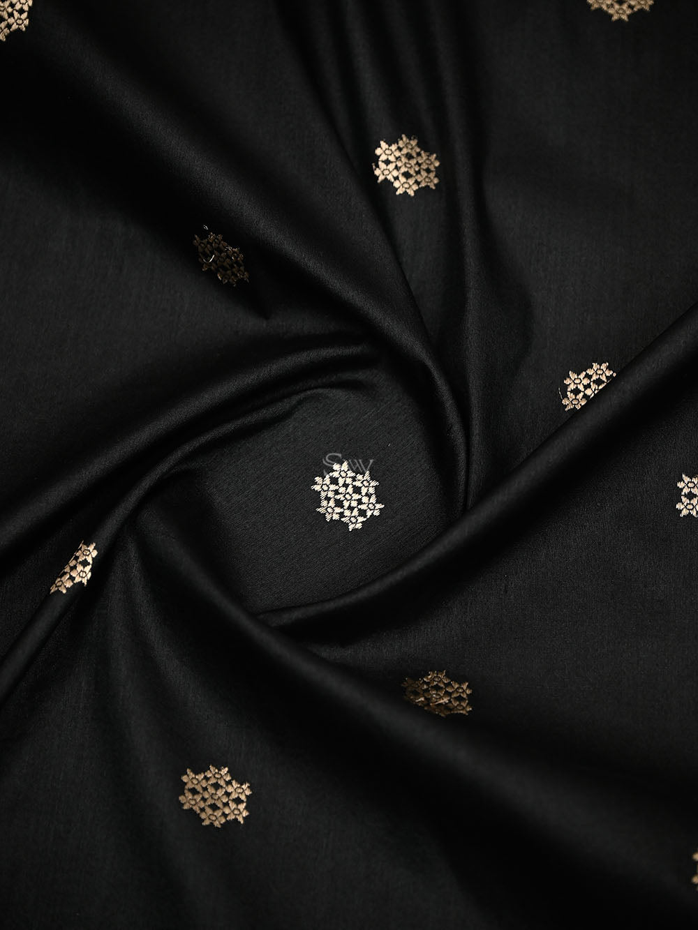 Black Booti Tussar Silk Handloom Banarasi Saree - Sacred Weaves