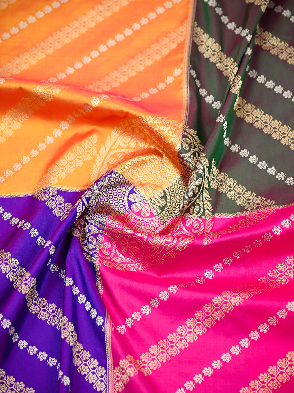 Dark Orange Rangkat Katan Silk Handloom Banarasi Saree - Sacred Weaves