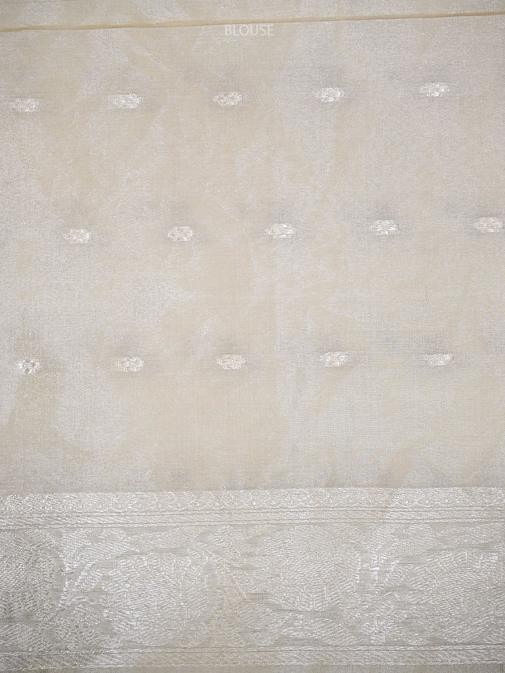 Cream Katan Silk Tissue Brocade Handloom Banarasi Saree - Sacred Weaves