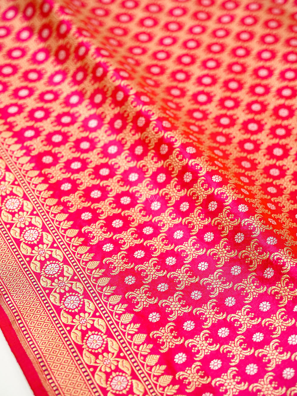 Dark Pink Sona Roopa Silk Real Zari Handloom Banarasi Saree - Sacred Weaves