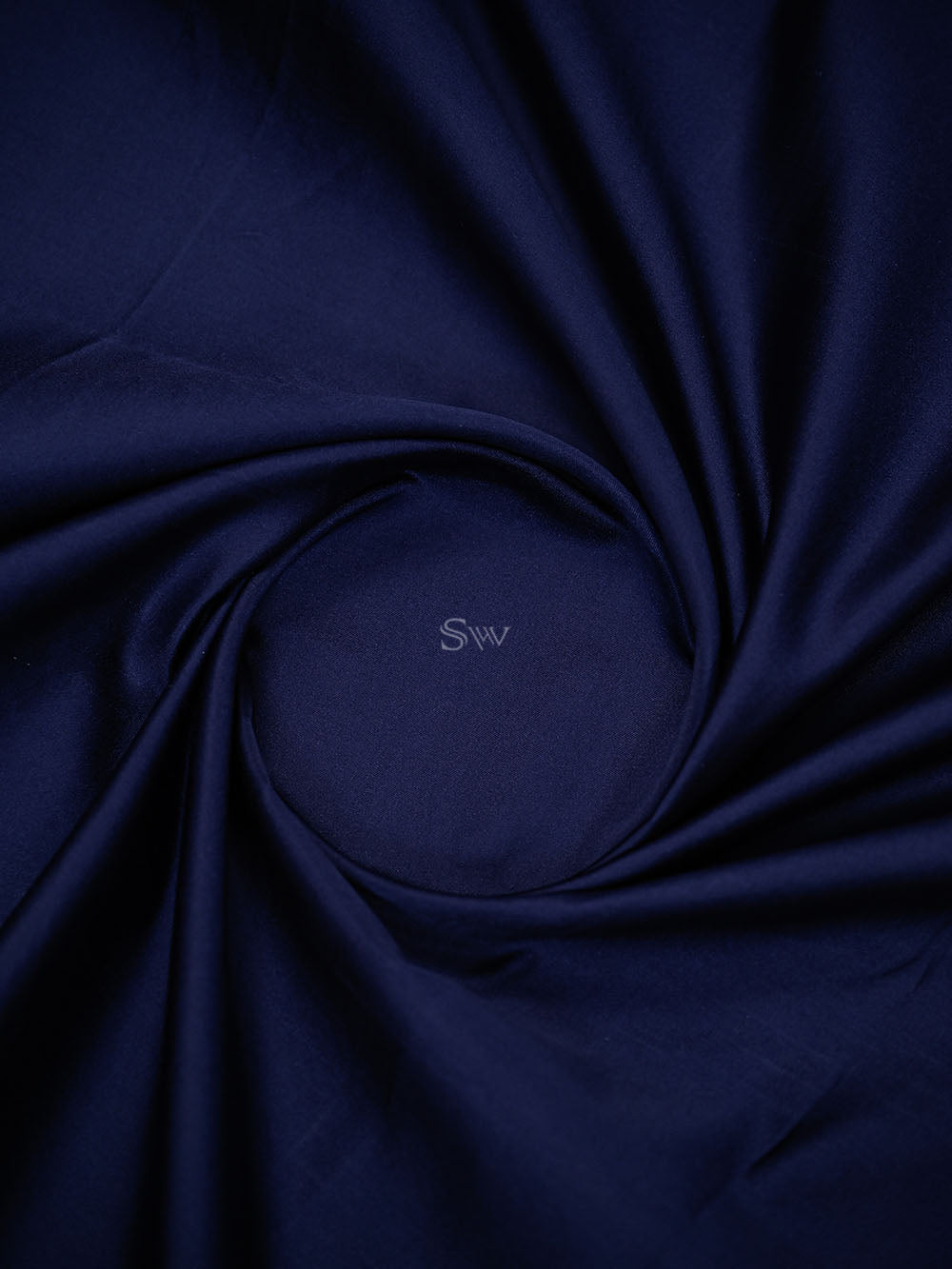 Navy Blue Plain Sona Roopa Satin Silk Handloom Banarasi Saree - Sacred Weaves