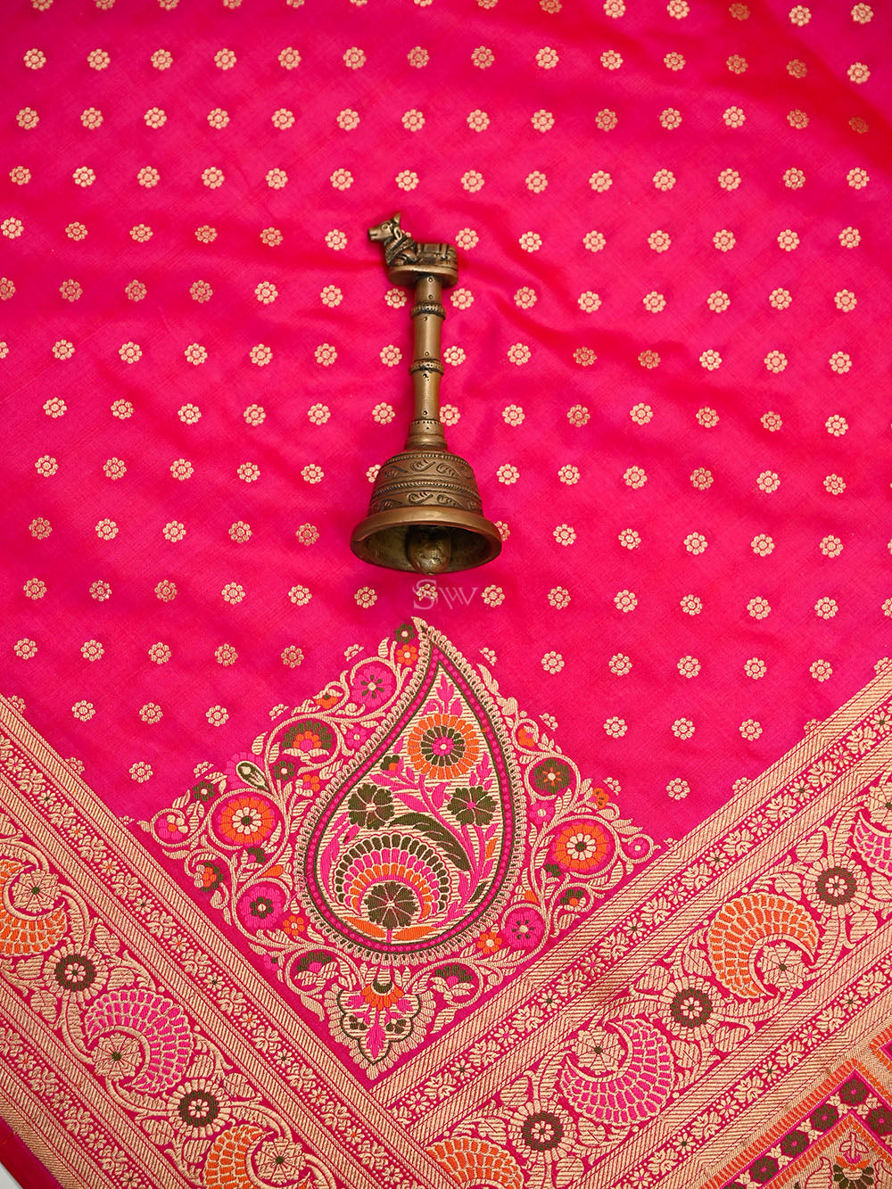 Pink Meenakari Konia Katan Silk Handloom Banarasi Saree - Sacred Weaves