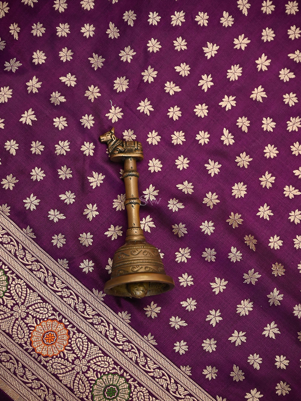 Dark Purple Meenakari Konia Katan Silk Handloom Banarasi Saree - Sacred Weaves