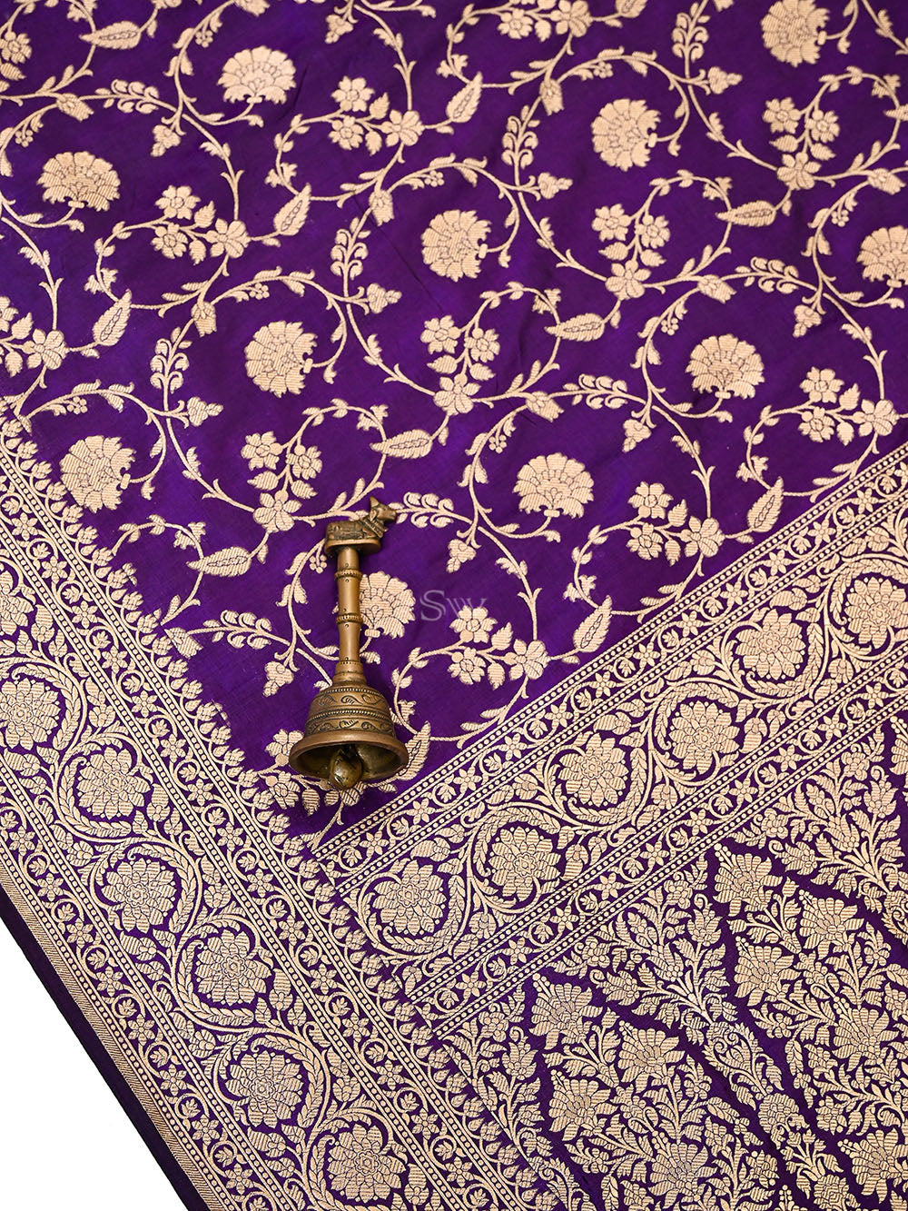 Dark Purple Jaal Uppada Katan Silk Handloom Banarasi Saree - Sacred Weaves