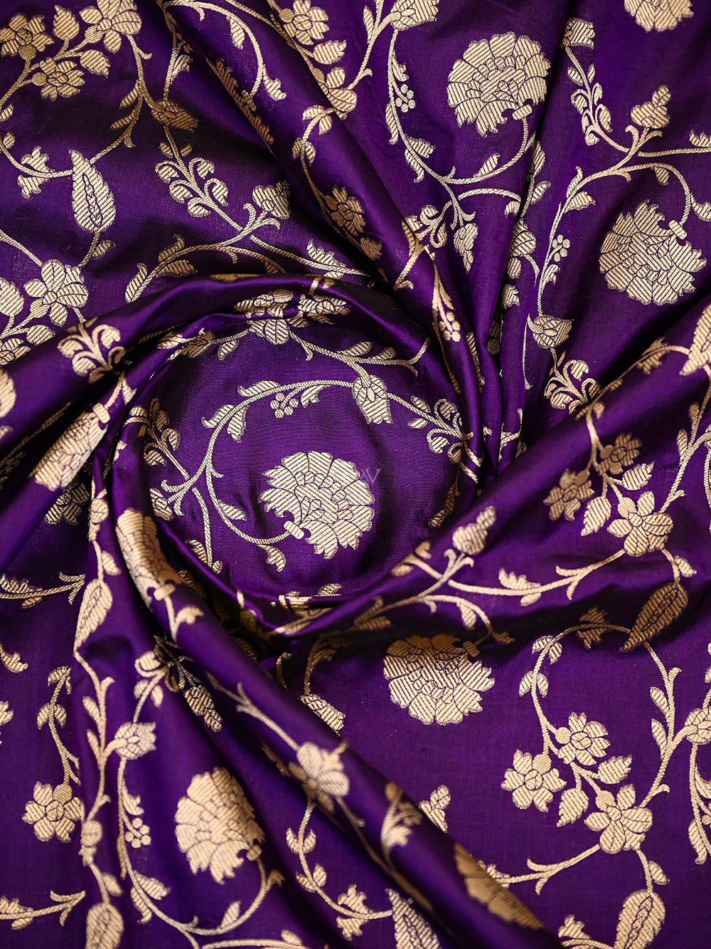 Dark Purple Jaal Uppada Katan Silk Handloom Banarasi Saree - Sacred Weaves