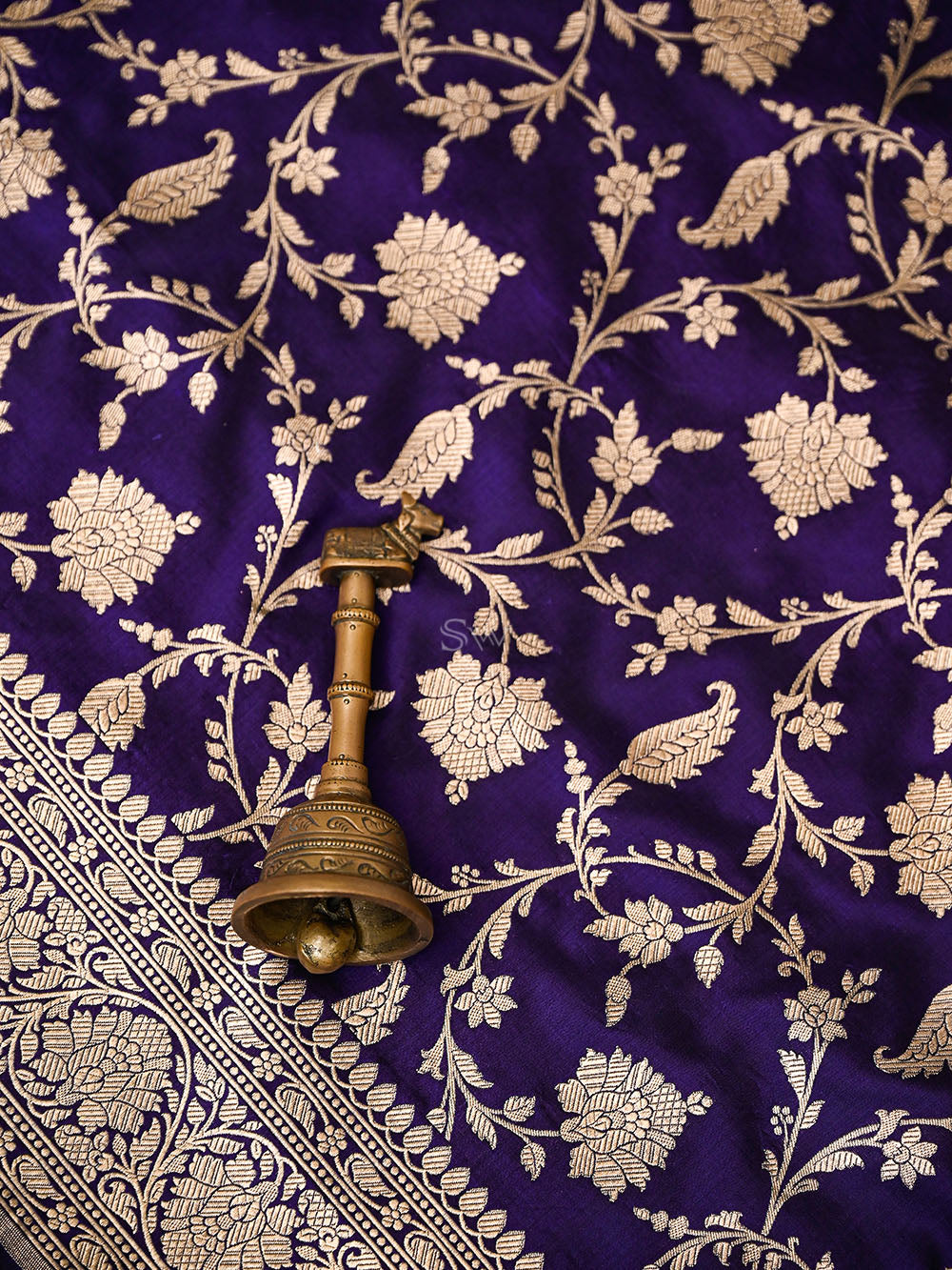 Purple Zari Jaal Uppada Katan Silk Handloom Banarasi Saree - Sacred Weaves