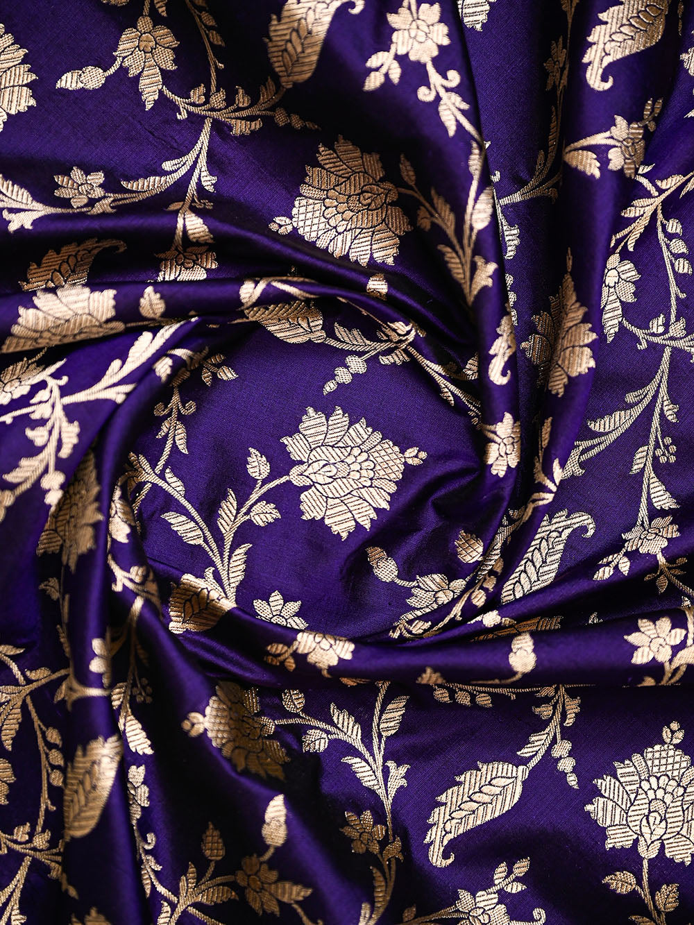 Purple Zari Jaal Uppada Katan Silk Handloom Banarasi Saree - Sacred Weaves