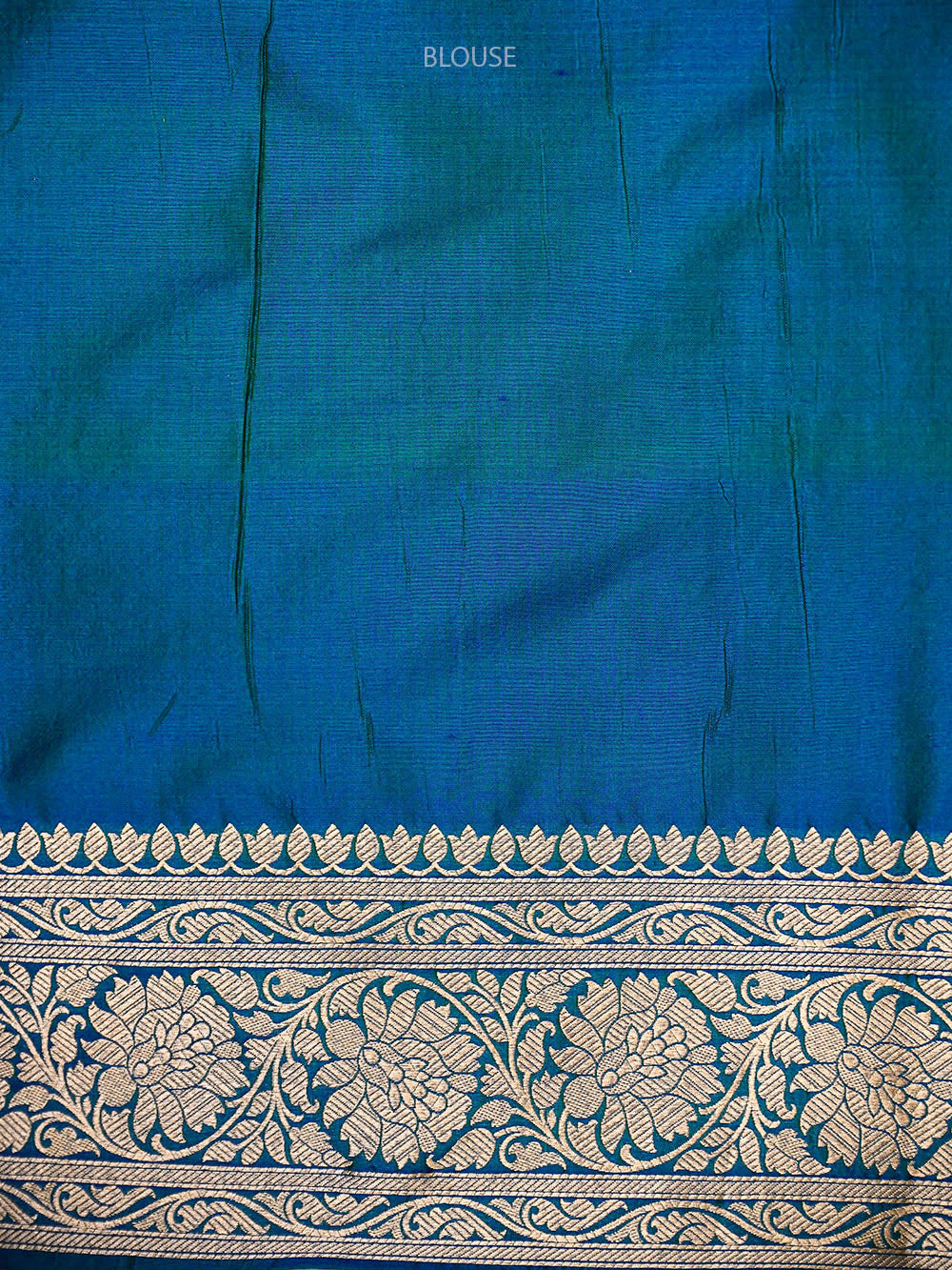 Teal Blue Floral Zari Jaal Uppada Katan Silk Handloom Banarasi Saree - Sacred Weaves