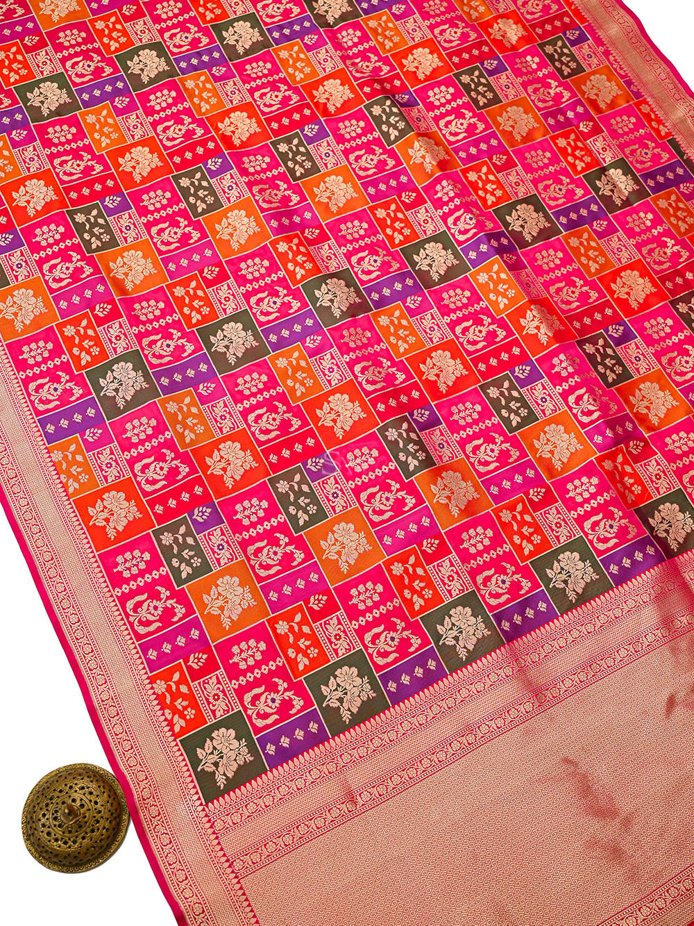 Pink Rangkat Jaal Katan Silk Handloom Banarasi Saree - Sacred Weaves
