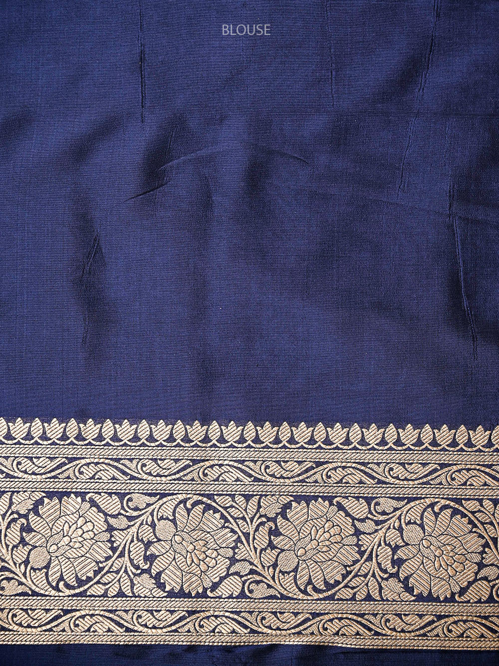 Navy Blue Uppada Zari Jaal Katan Silk Handloom Banarasi Saree - Sacred Weaves
